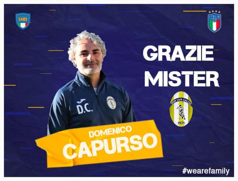 Don Uva, si dividono le strade con mister Capurso