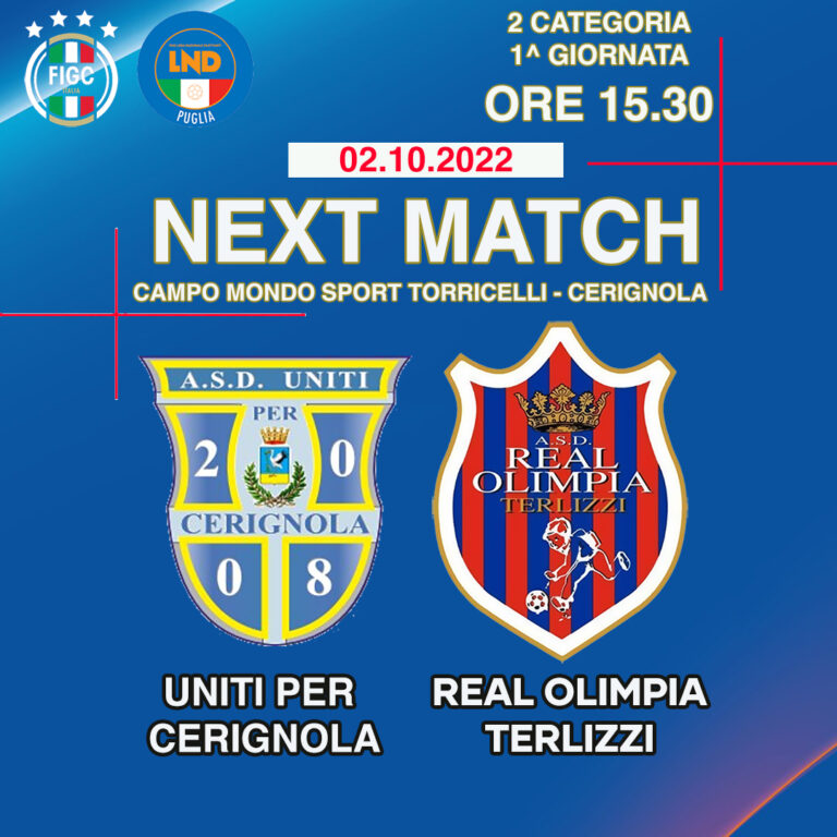 La Real Olimpia Terlizzi debutta in Campionato contro l’Uniti per Cerignola