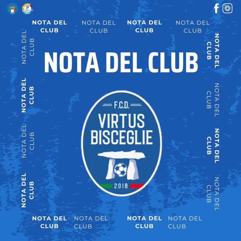 LA VIRTUS BISCEGLIE SOLLEVA DALL’INCARICO IL TECNICO ALESSIO DE TOMMASO