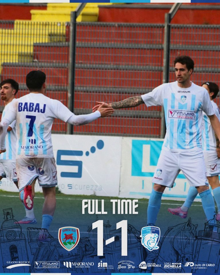 Serie D: Il Manfredonia pareggia in trasferta contro la Sarnese