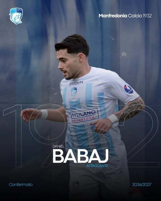 Il Manfredonia Calcio 1932 comunica la conferma di Daniel Babaj