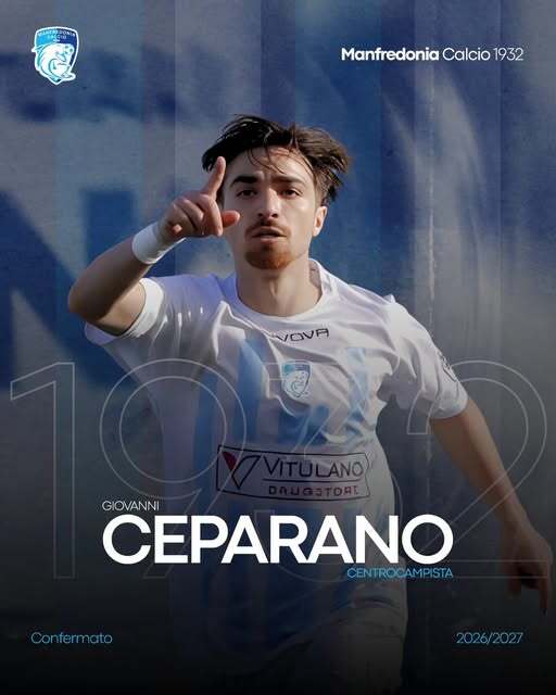 Il Manfredonia Calcio comunica la conferma di Giovanni Ceparano