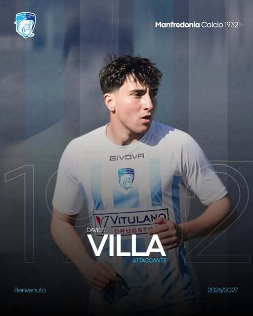 Il Manfredonia Calcio 1932 comunica di aver acquisito le prestazioni sportive dell’attaccante classe 2008 Davide Villa